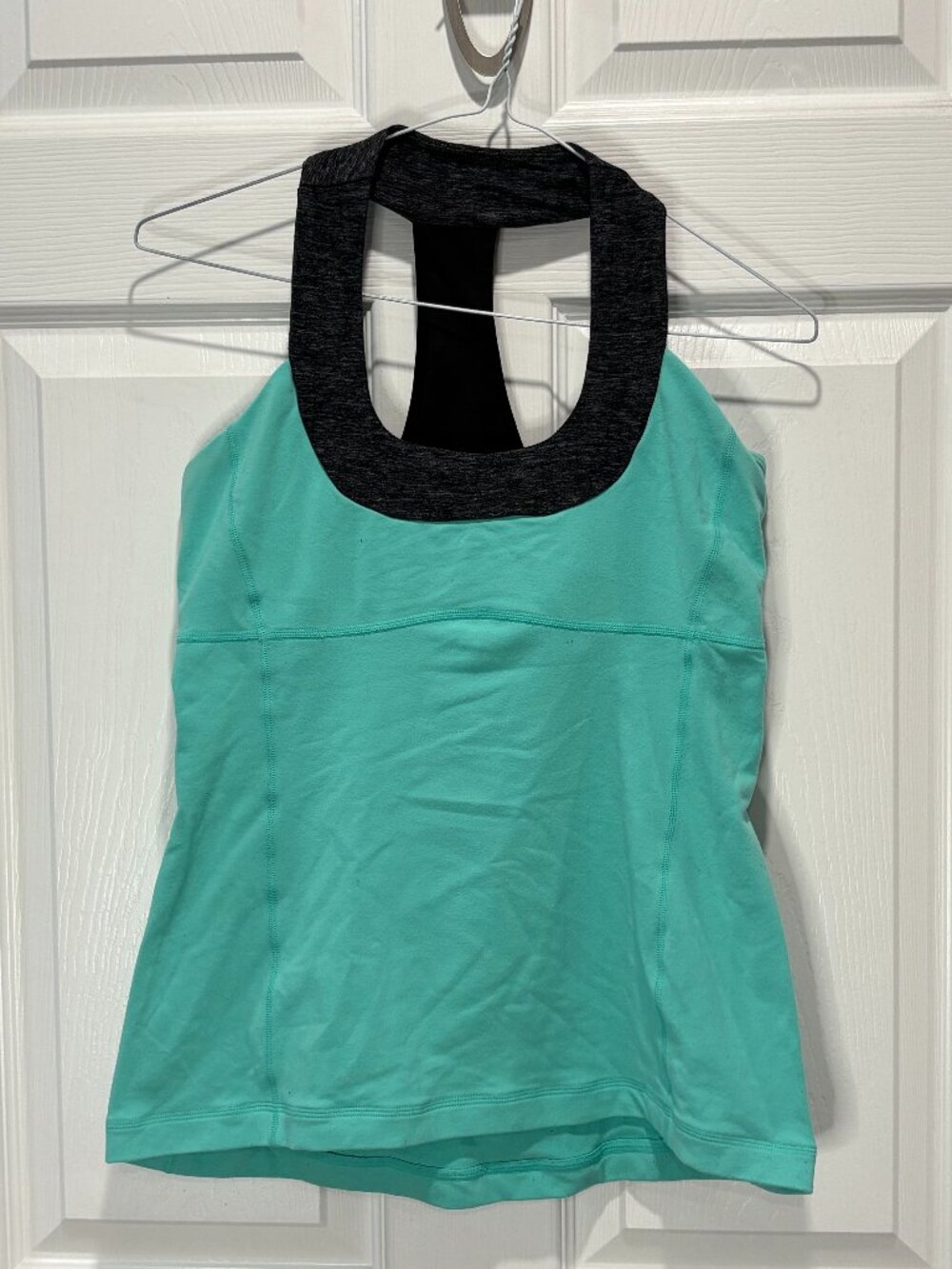 Lululemon Vintage Scoop Neck Tank w/ Built-in Bra, Teal/Black, Size 8